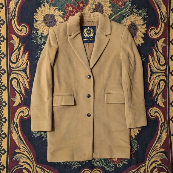 Aritzia Sundays Best Beige Virgin Wool Kennedy Coat - Picture 3 of 9